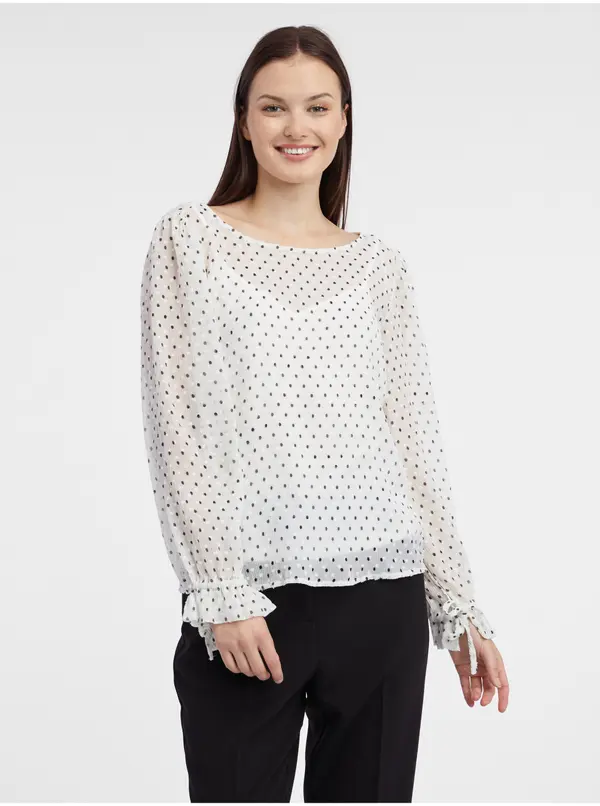 Orsay Orsay White Women's Polka Dot Blouse - Women's