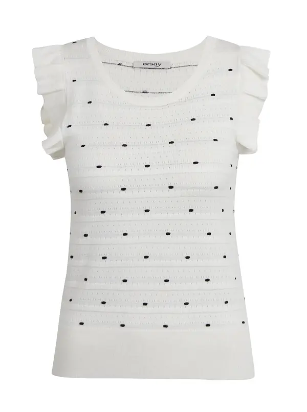 Orsay Orsay White Women's Polka Dot Sweater T-Shirt - Women's