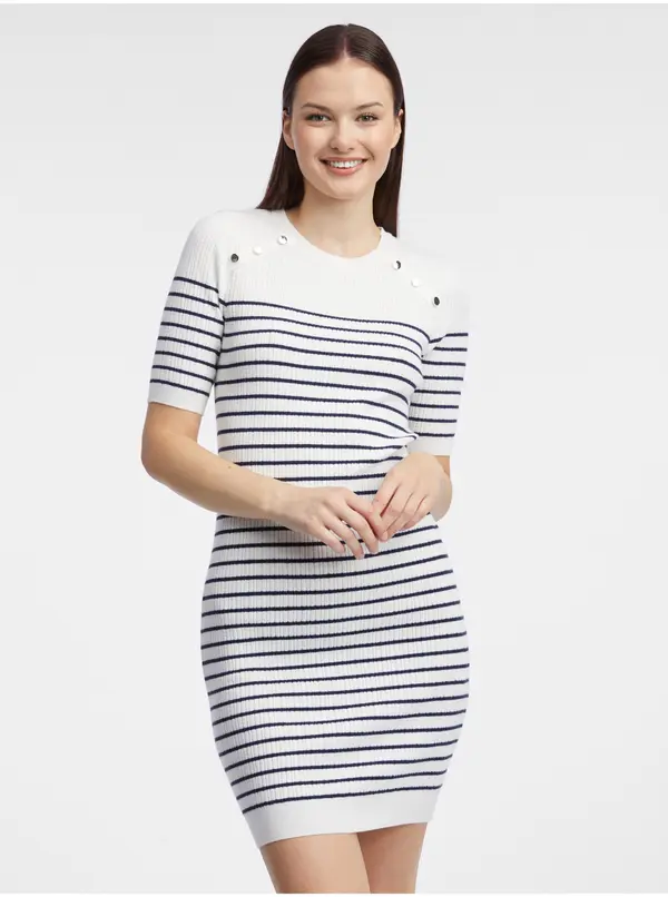 Orsay Orsay White Women's Striped Sweater Dress - Ladies
