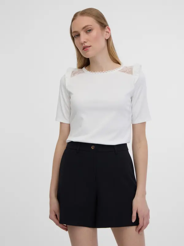 Orsay Orsay White Women's T-Shirt with Cut Back - Women's