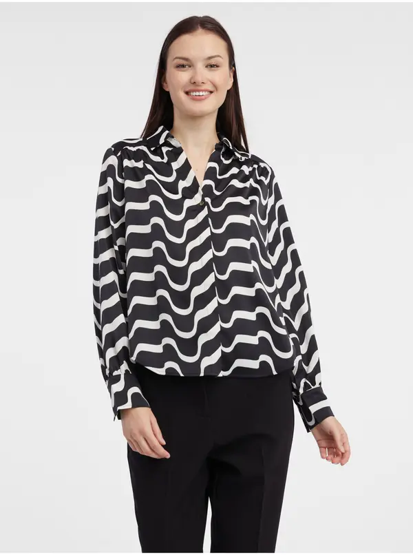 Orsay Orsay White/Black Women's Patterned Blouse - Women's
