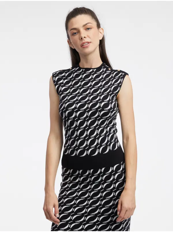 Orsay Orsay White/Black Women's Patterned Sweater Top - Women's