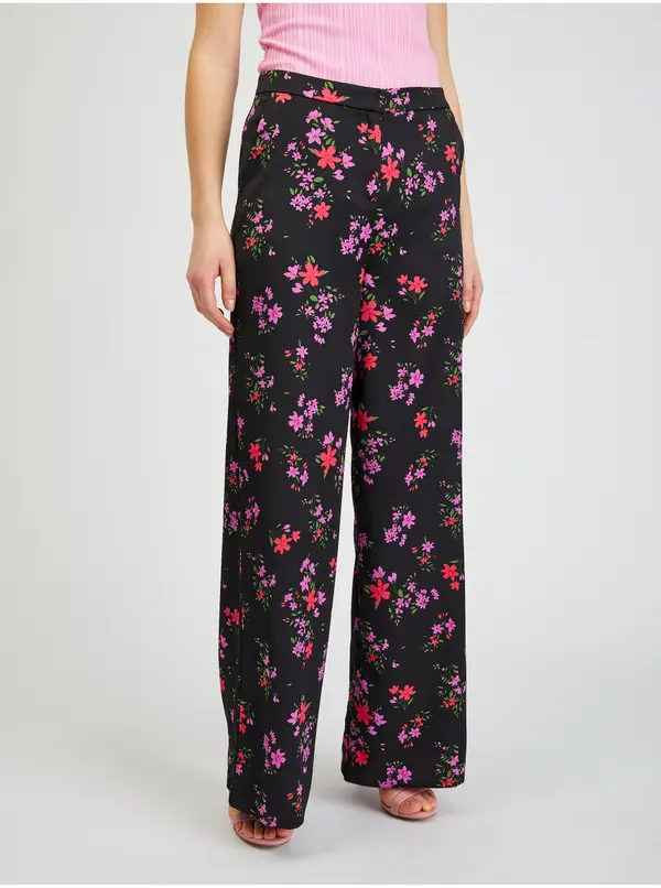 Orsay Orsay Women's Black Floral Wide Trousers - Women's