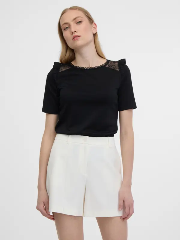 Orsay Orsay Women's Black T-Shirt with Cut Back - Women's