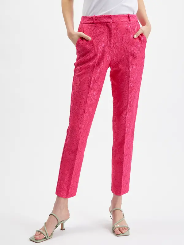 Orsay Orsay Women's Pink Patterned Cropped Trousers - Women's