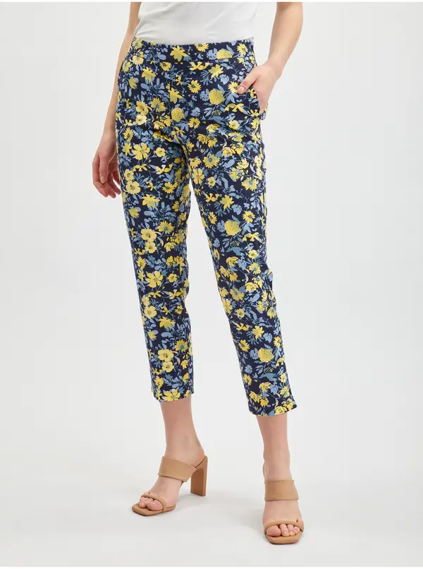 Orsay Orsay Yellow-Blue Women's Cropped Floral Trousers - Women's
