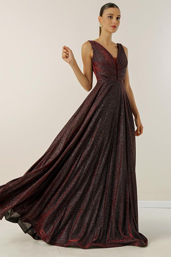 By Saygı От Saygı Дебели презрамки и подплатени мини карирана дълга вечерна рокля с широка гама от тела, блясък