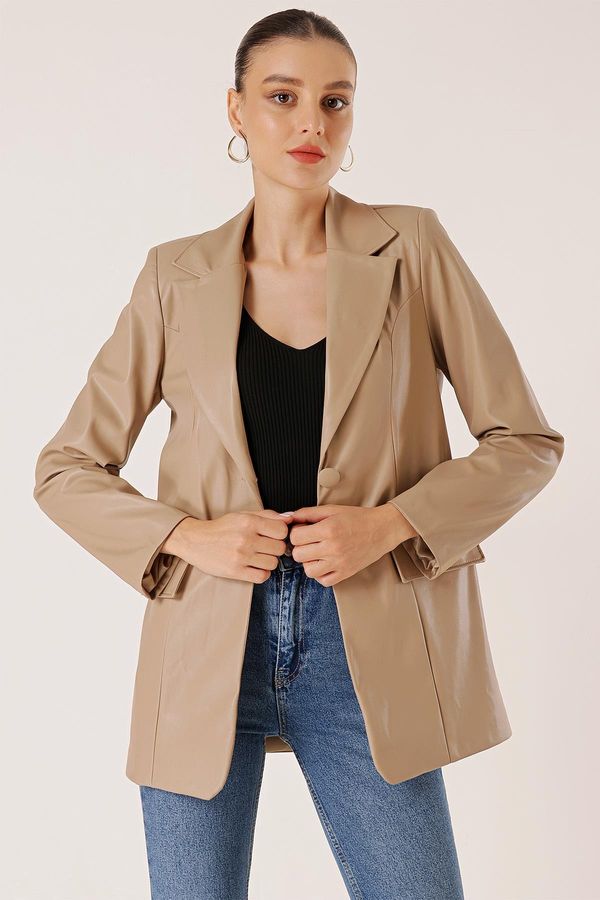 By Saygı от Saygı двоен бутон фалшив джоб облицована кожено яке