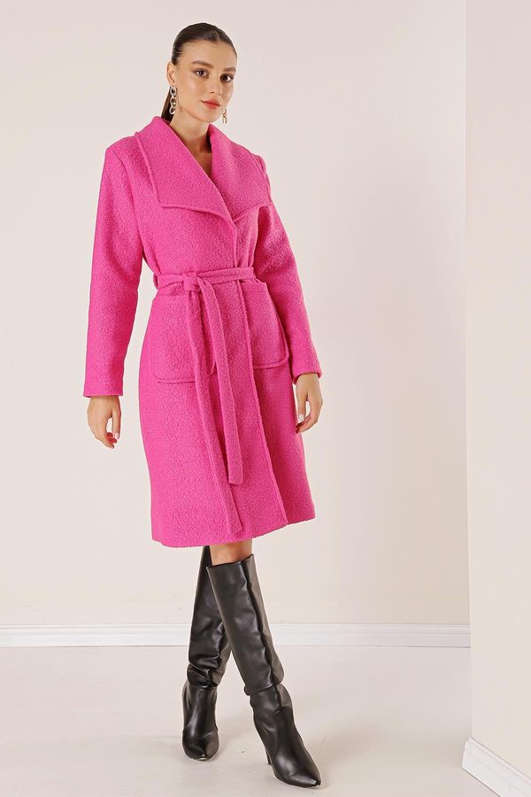 By Saygı От Saygı талия колан чанта джоб подплатени филц Boucle палто