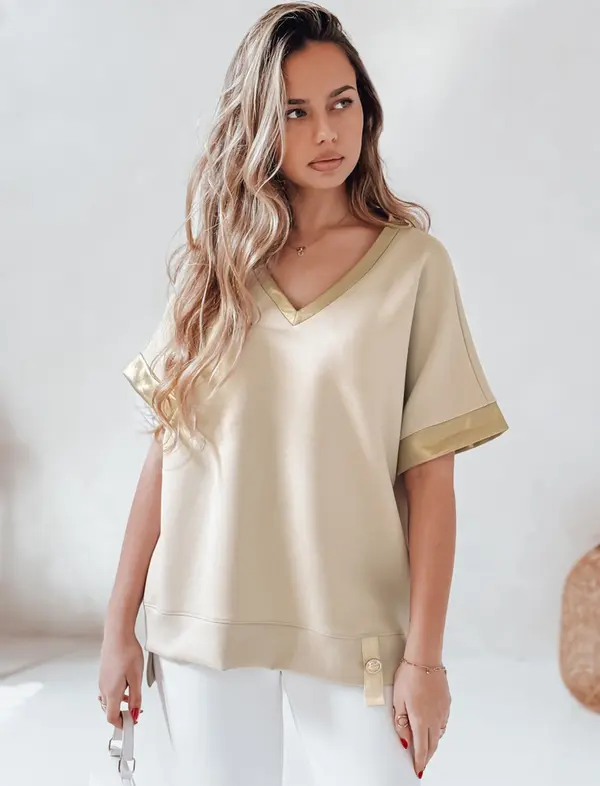 DStreet Оувърсайз блуза SHINE LOVE бежова