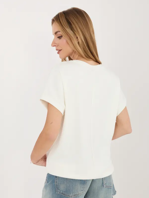 RELEVANCE Оувърсайз блуза в екрю с контрастен надпис