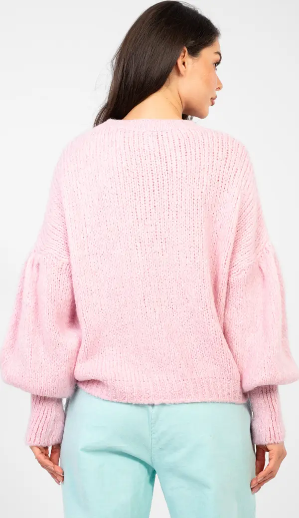 Italy Moda Оувърсайз пастелно розов пуловер