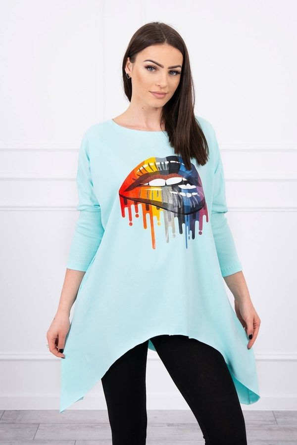 marka niezdefiniowana Oversize blouse with a rainbow mint print