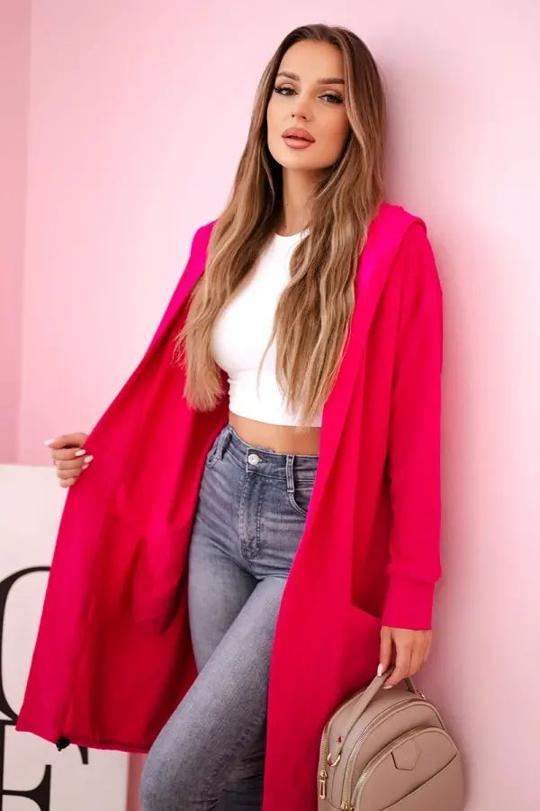 Kesi Oversize fuchsia cape with hood
