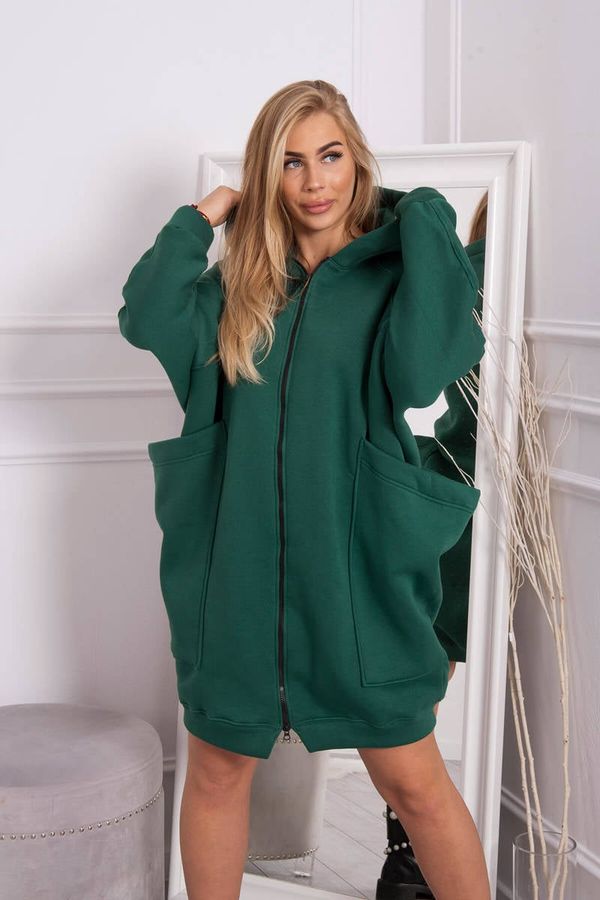 marka niezdefiniowana Oversize insulated sweatshirt dark green