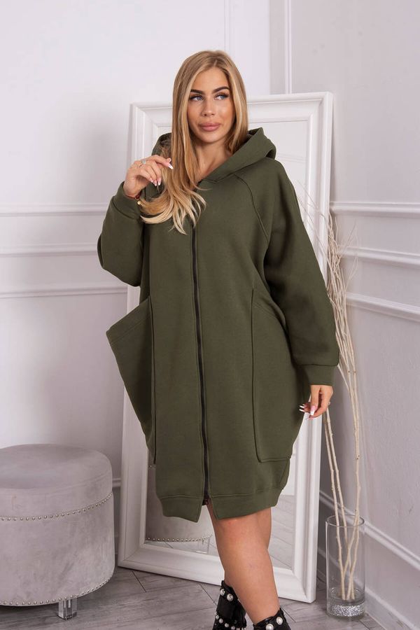 marka niezdefiniowana Oversized insulated sweatshirt in khaki color