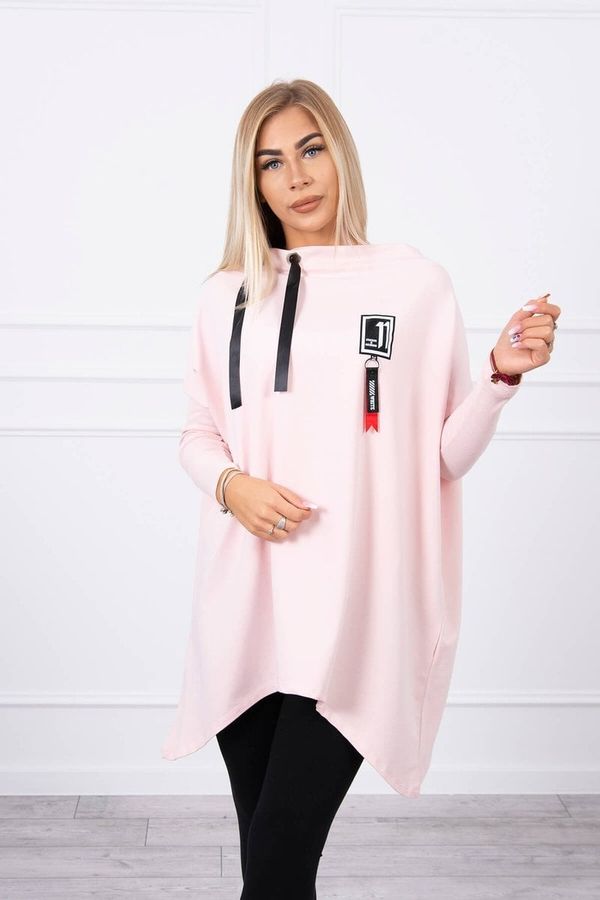 marka niezdefiniowana Oversized sweatshirt with asymmetrical sides powder pink