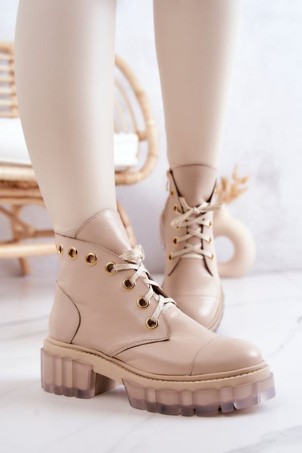 PA2 PA2 Кожени боти с масивна подметка Бежов Horizon