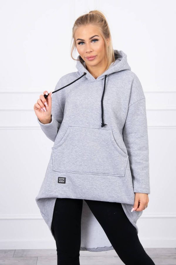 marka niezdefiniowana Padded sweatshirt with a long back and a grey hoodie