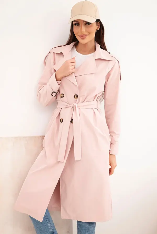 Kesi Włoski Палто Kesi Włoski с колан, пудрово розово