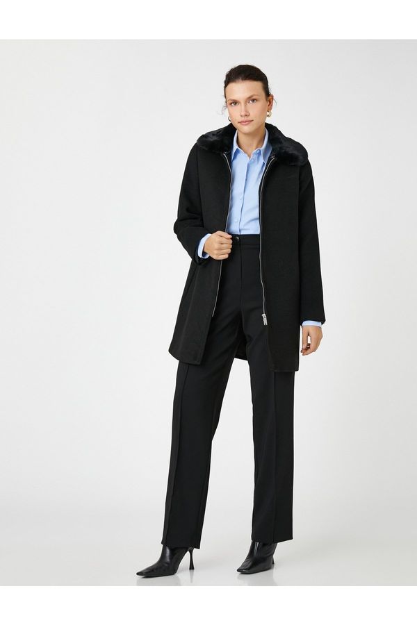 Koton Палто с цип Котон Плюшено Детайлно, Вълнено.