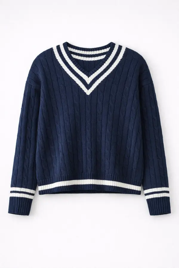 GAP Памучен пуловер с V-образно деколте GAP