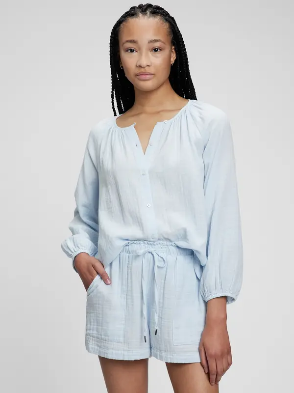 GAP Памучна блуза без яка GAP