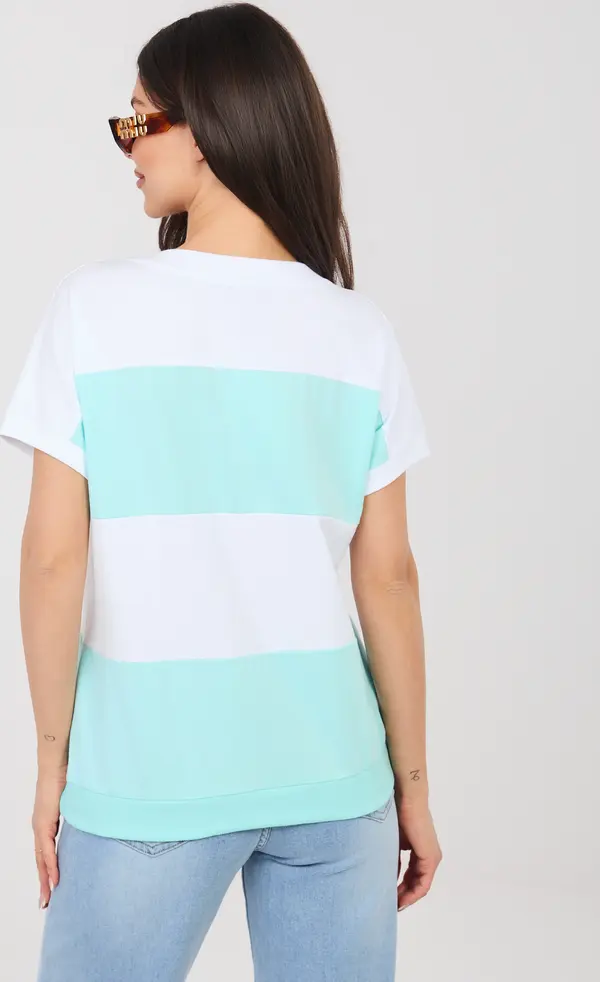 RELEVANCE Памучна блуза с V-образно деколте, цвят мента