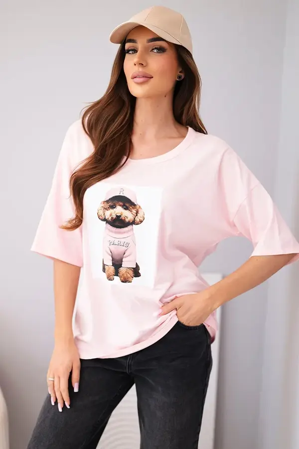 Kesi Włoski Памучна тениска с щампа Kesi Włoski с голям размер