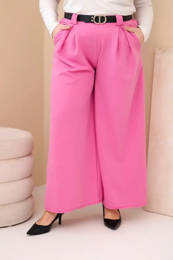 Kesi Włoski Панталон Kesi Plus Size с колан, розов