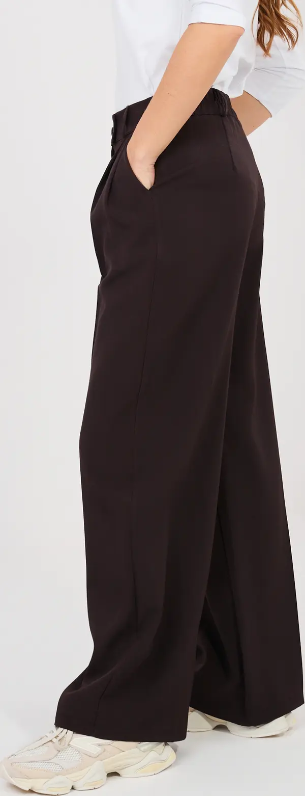 RUE PARIS Панталон с висока талия в шоколадов цвят RUE PARIS