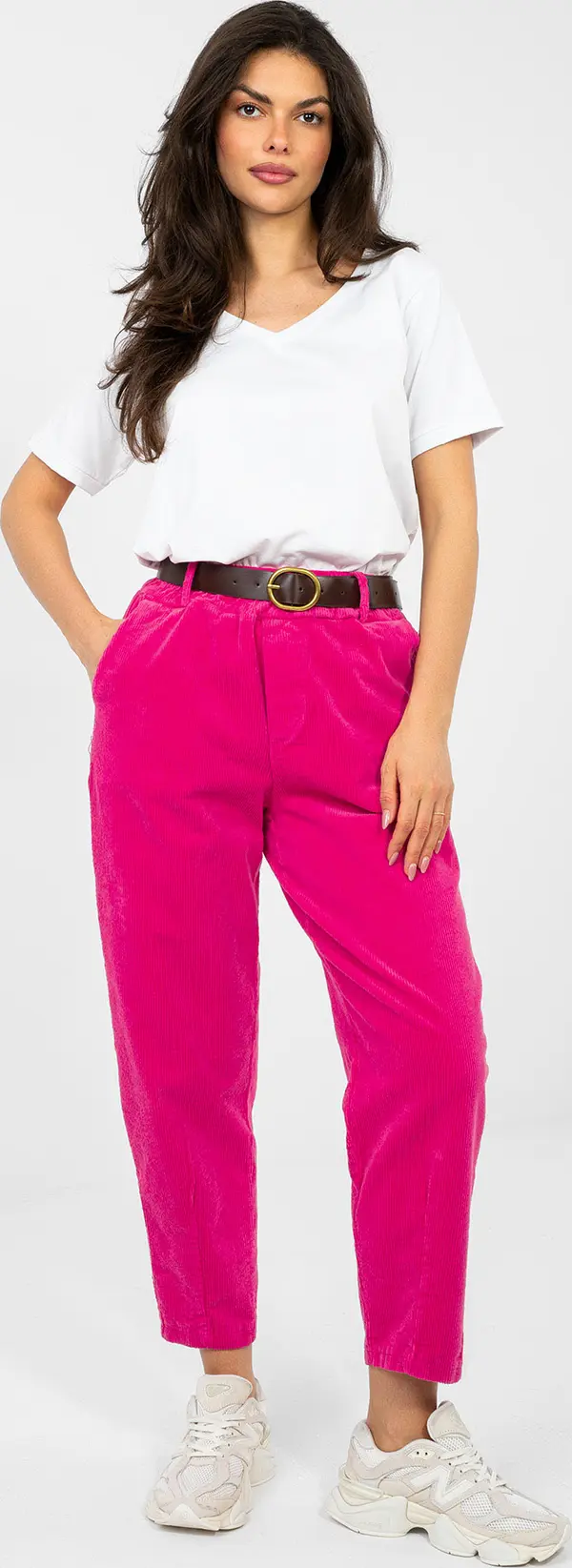 Italy Moda Панталон в цвят фуксия с колан