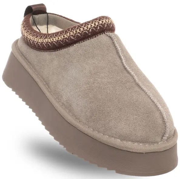 SOLO SOPRANI COUTURE Пантофи SOLO SOPRANI COUTURE с косъм, бежови