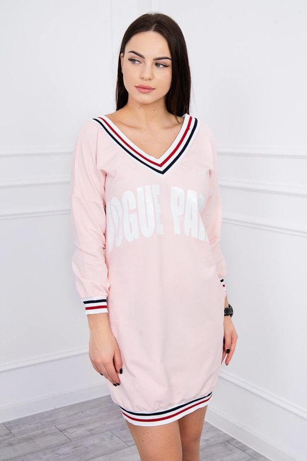 marka niezdefiniowana Paris Powder Pink Dress with V-Neck