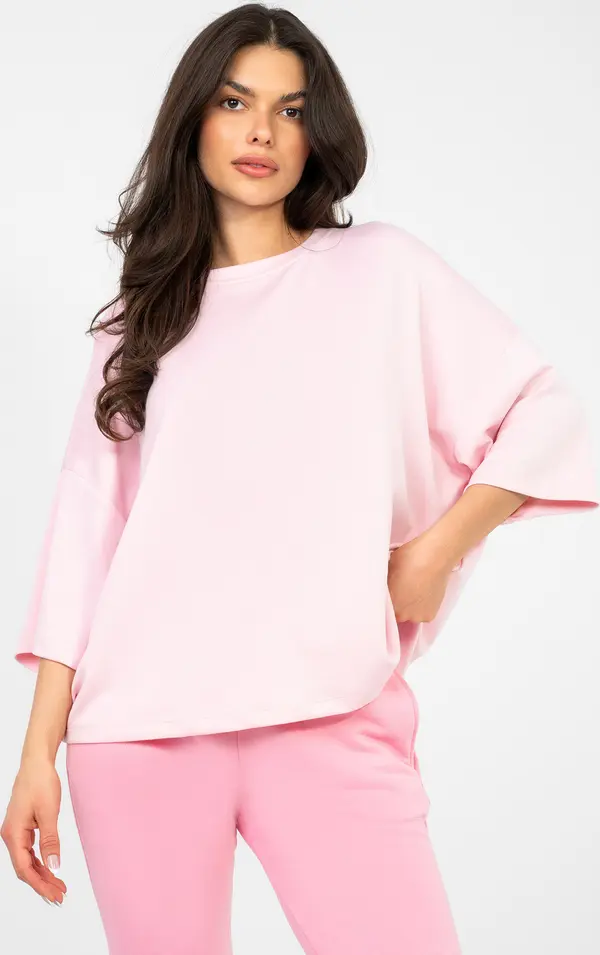 RUE PARIS Пастелно розова блуза с къс ръкав