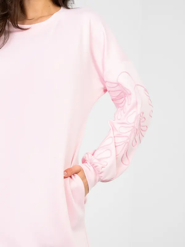 RUE PARIS Пастелно розова рокля с суитшърт