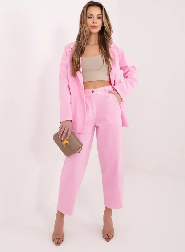 RUE PARIS Пастелно розови кадифени панталони