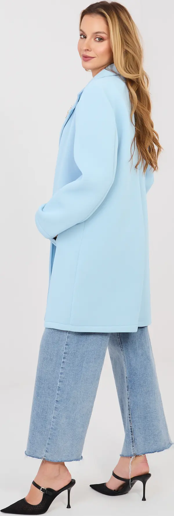 RUE PARIS Пастелно синьо палто с копчета