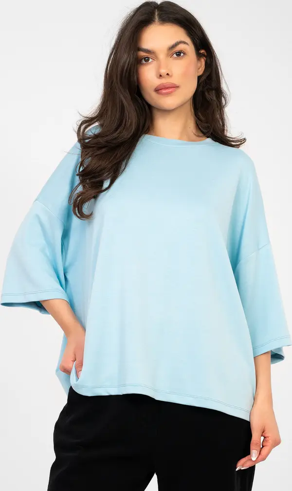 RUE PARIS Пастелно синя блуза с голям размер