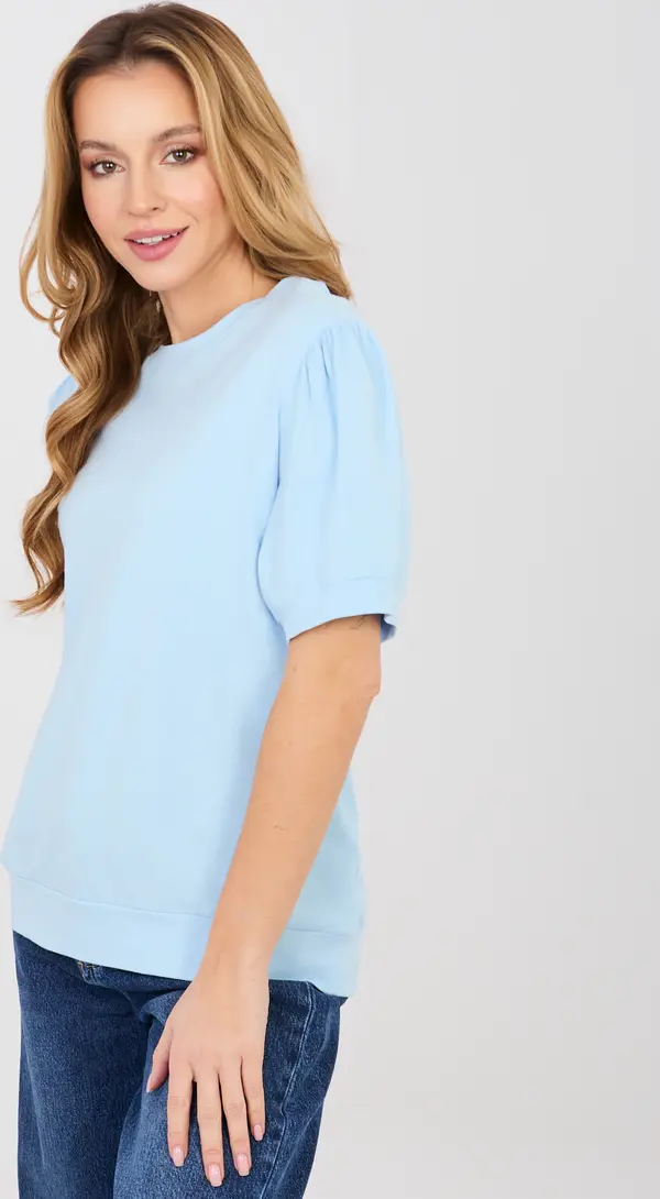 RUE PARIS Пастелно синя блуза с къс ръкав