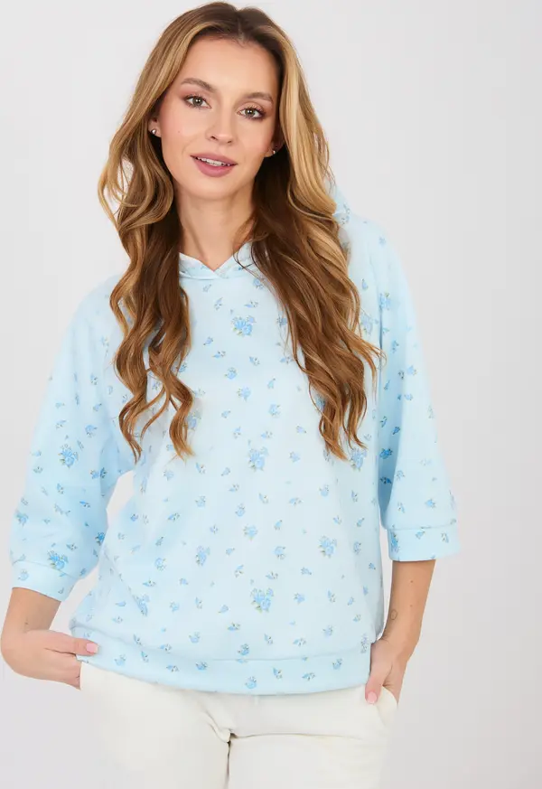 Italy Moda Пастелно синя дамска блуза с 3/4 ръкави