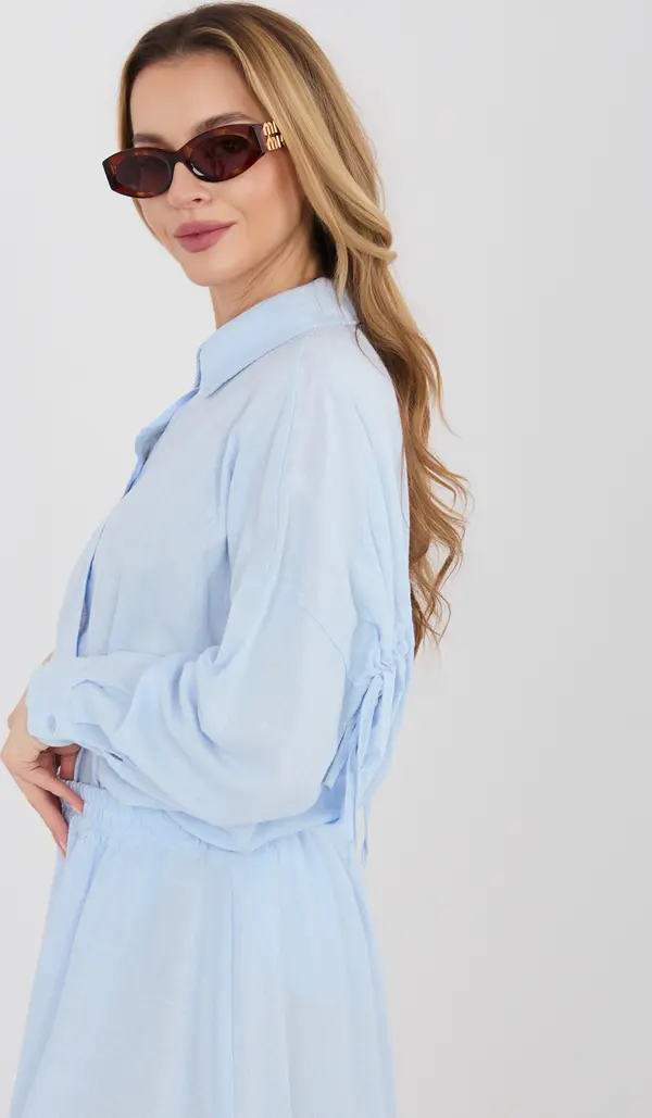 Italy Moda Пастелно синя риза с вратовръзка отзад