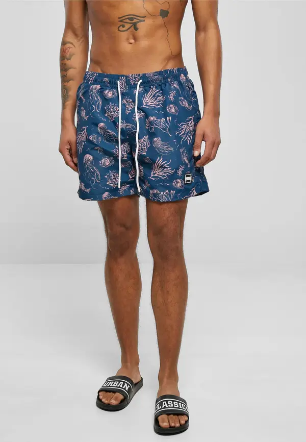 Urban Classics Pattern of swimming shorts navy aop