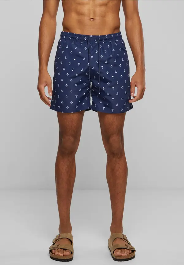 Urban Classics Patterned swimsuit shorts anchor/navy