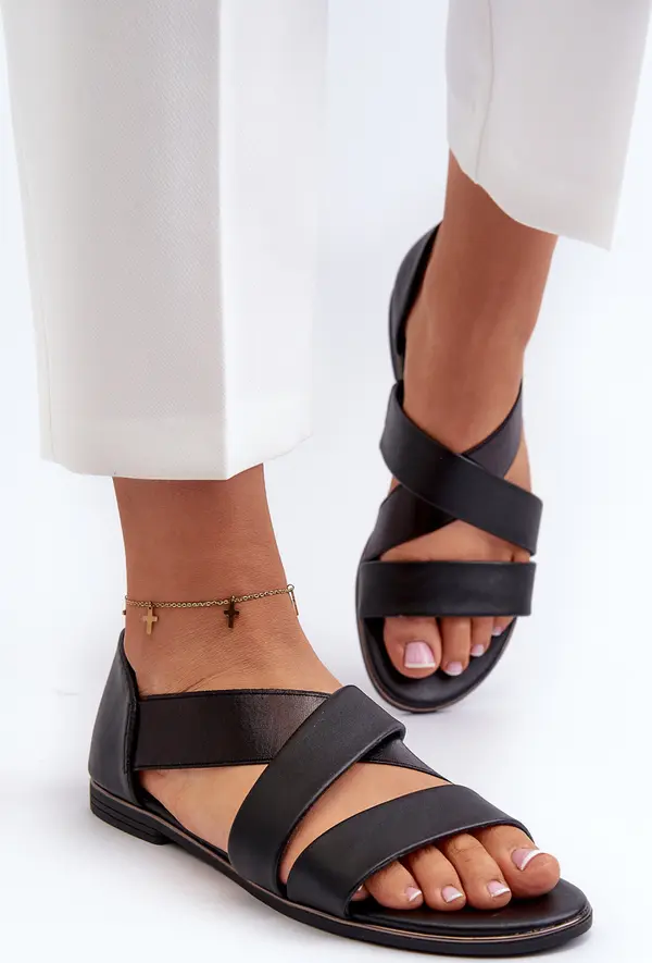 EVENTO PE1 Черни кожени сандали с шнур Apulia