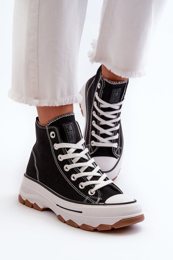 PE1 PE1 Черни високи дамски маратонки на платформа Valvia