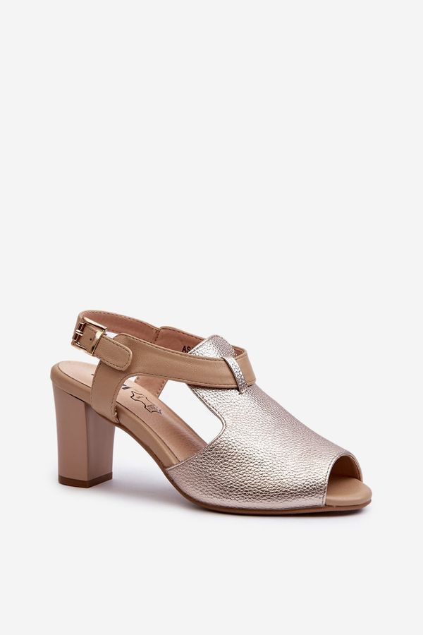 PE2 PE2 Дамски сандали на висок ток от Еко кожа Gold Queenmarie