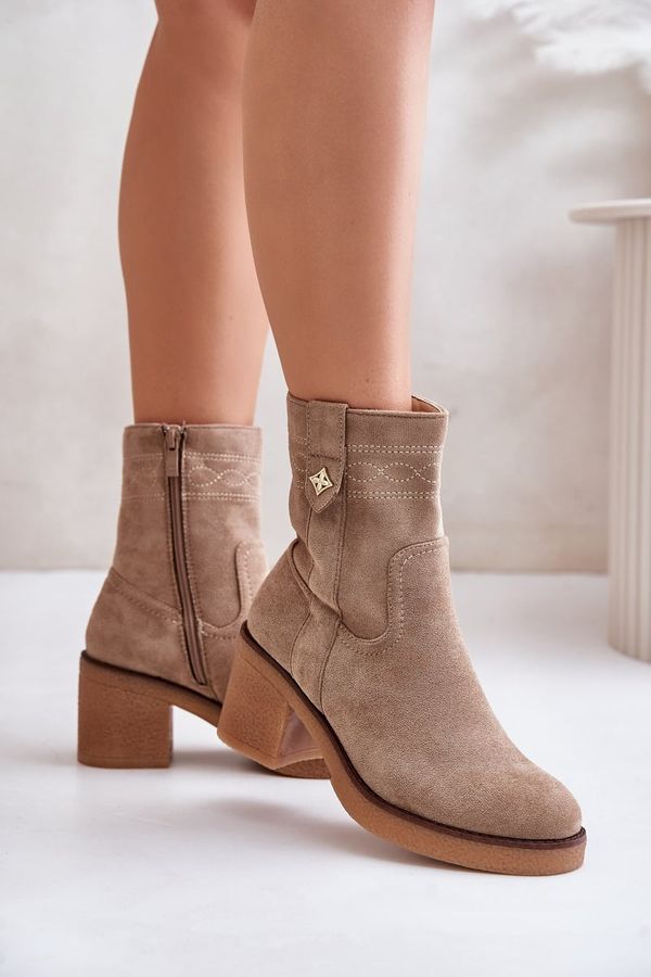 PE2 PE2 Изолирани дамски боти на ток бежови Vailia