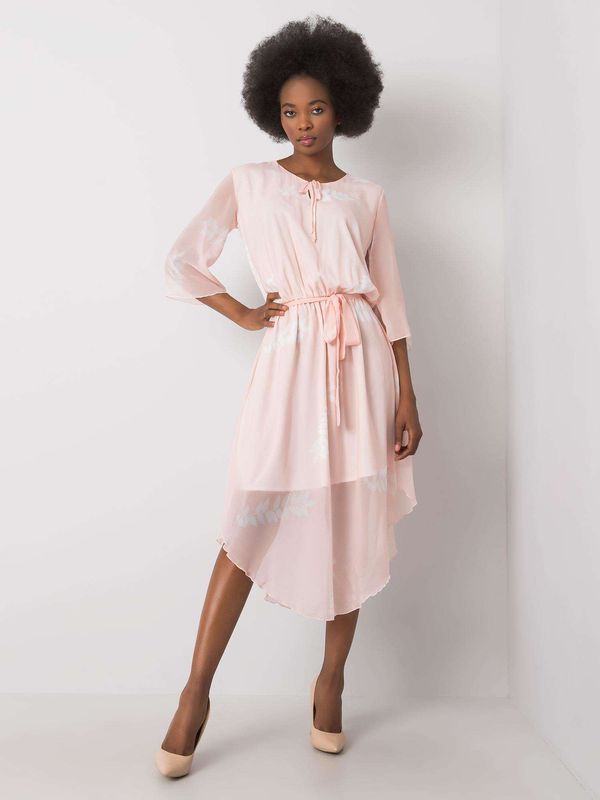 Fashionhunters Peach dress with a plant motif