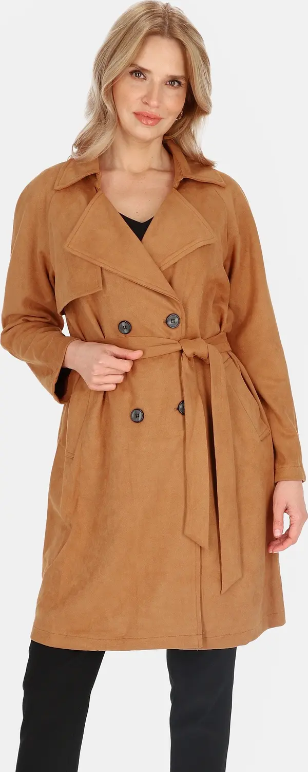 PERSO PERSO Дамски тренчкот от изкуствен велур